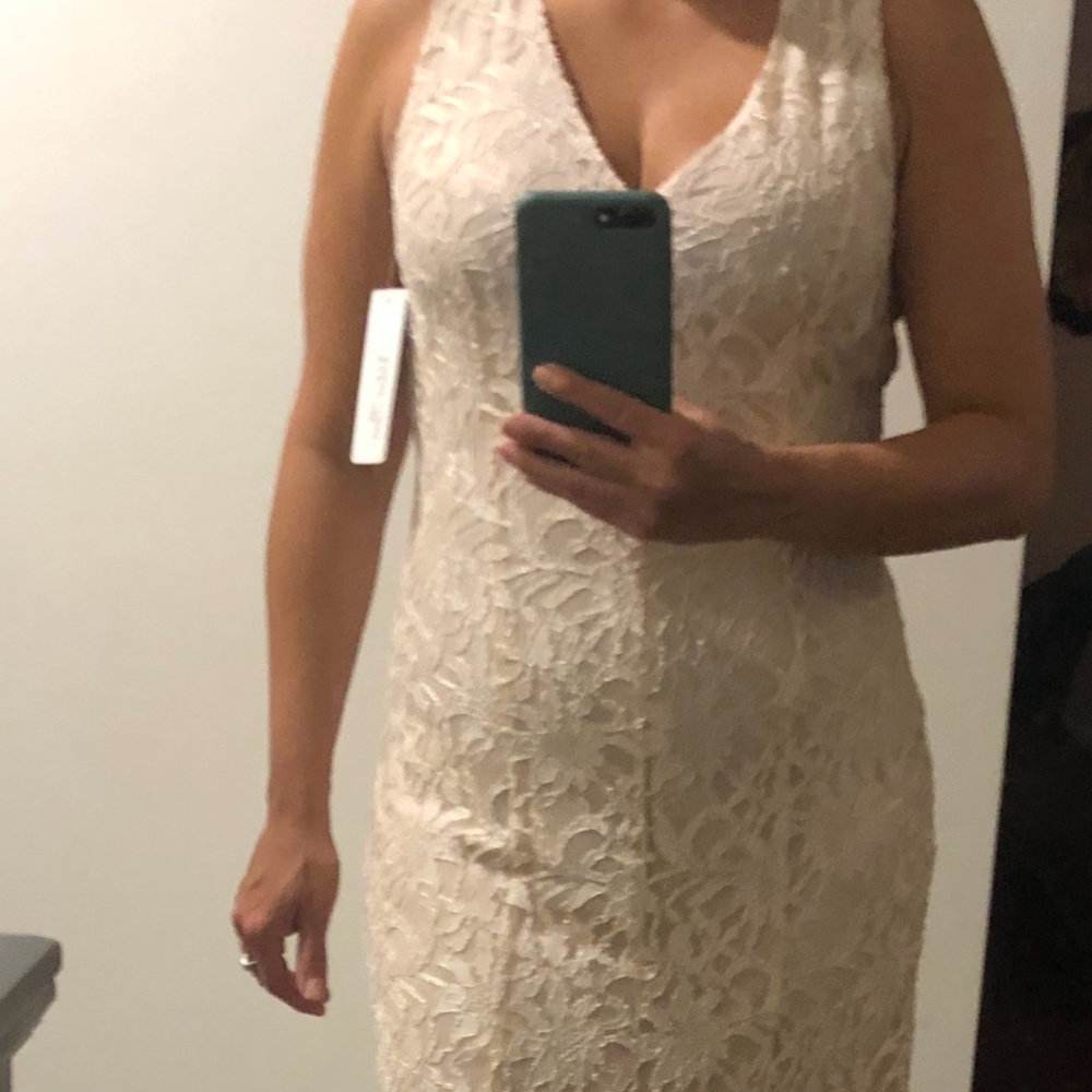 NWT Champagne rose lace bridal dress Size 8